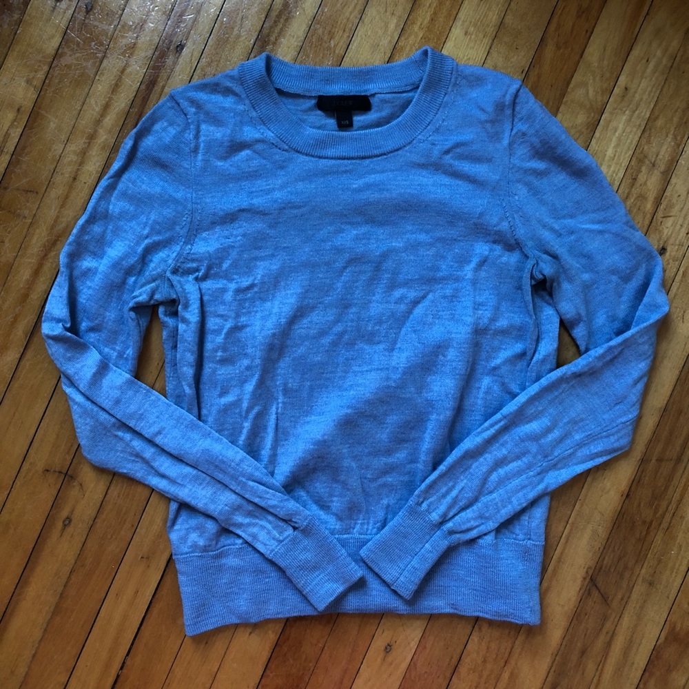 J Crew light blue cropped wool sweater